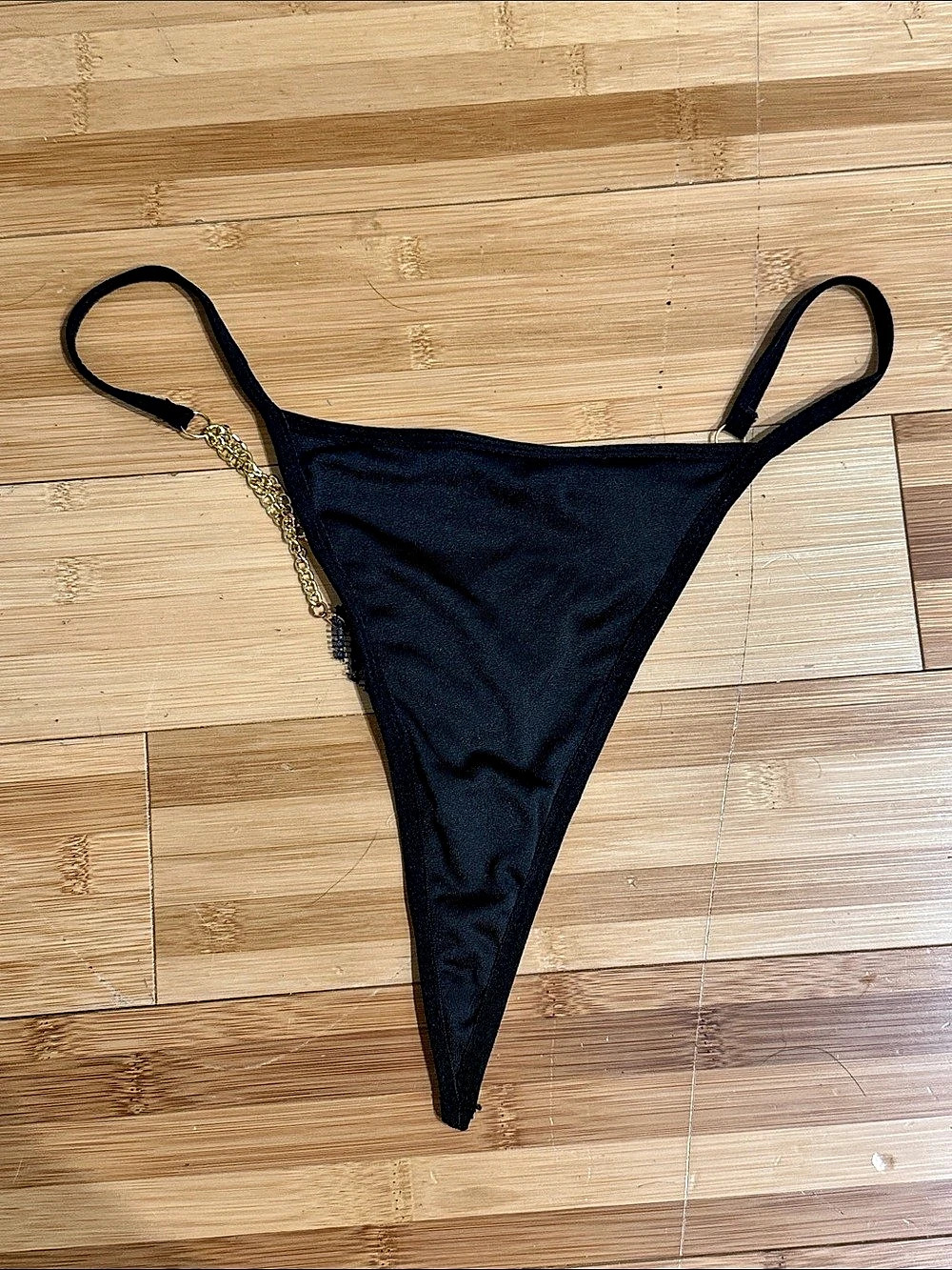 Black Chain Detail Thong New Without Tags